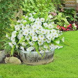 Artificial Flowers for Outdoors 12 Bundles White Artificial Petunias Fake Flowers UV Resistant Shrubs Plants with Fern for Indoor Outside Hanging Planters Home Garden Spring Summer Decorations