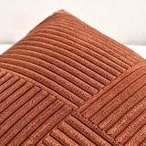 Fancy Homi Rust Lumbar Decorative Throw Pillow Covers 12x20 Inch for Couch Bed Sofa, Rustic Farmhouse Boho Home Decor, Soft Striped Corduroy Rectangle Accent Terracotta Cushion Case 30x50 cm