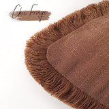 Foindtower Decorative Linen Fringe Throw Pillow Covers 22×22 Inch,Rust
