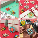 T-Antrix 50pcs DIY Wooden Snowflakes Unfinished Wood Ornaments Cutouts Christmas Wood Snowflake for Christmas Decoration Christmas Tree Hanging Embellishments and Craft DIY with Strings