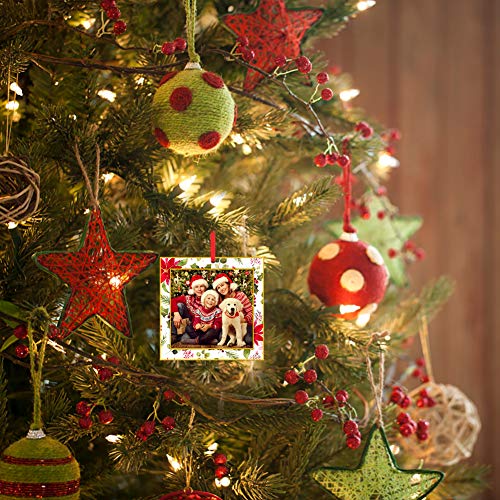 WaaHome Picture Frame Christmas Ornaments 2026-3'' Floral Photo Frame Christmas Tree Ornaments Decorations Gifts for Family Friends Women Mom