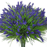 20 Bundles Artificial Plants Outdoor, UV Resistant Fake Flowers， Realistic Faux Lavender Shrubs for Porch Garden Window Box Home Decoration (Purple)
