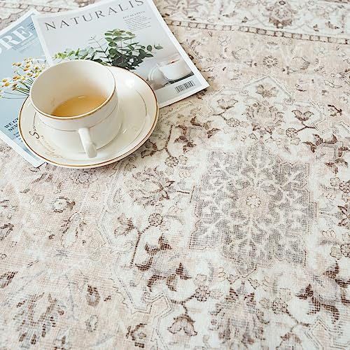 2x6 Hallway Washable Runner Rug : Vintage Soft Kitchen Laundry Runner with Non Slip Backing Farmhouse Entryway Living Room Floor Mat Stain Resistant Carpet for Bedroom Bathroom Distressed Beside Rug