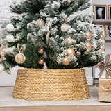 Tree Collar - Large to Small Christmas Tree, 28" Christmas Tree Ring Adjustable Water Hyacinth Skirt, Christmas Tree Skirt for Decoration, Base Protection from Pets