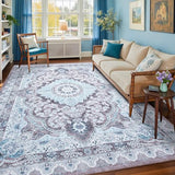 Washable Vintage Area Rug for Living Room, 5x7 Rugs Blue & Brown