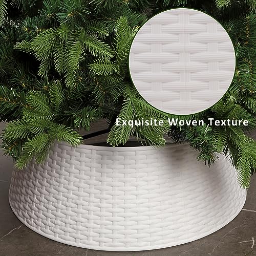 Blissun Christmas Tree Ring, 28.5" Plastic Christmas Tree Collar, Christmas Tree Skirt for Artificial Christmas Trees Decoration (Extra Large, White)
