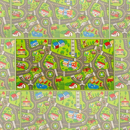 Kids Carpet Playmat City Life 3D Playroom Rug | 30 x 60 Inch Extra Large Toddler Activity Mat for Race Cars & Toys | Playroom Rug Makes a Fun Educational Gift Idea for Boys & Girls (Green)