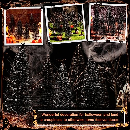12 Pieces Christmas Village Trees Tabletop Mini Snow Model Frost Bottle Brush Trees Halloween Winter Tabletop Displays Miniature Village Christmas Decor Accessory Figurine(Classic Style)