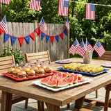 AnyDesign 12Pcs Patriotic Plastic Serving Tray Red Blue White Rectangle Serving Dish 4th of July Dessert Display Tray Platter with Wavy Edge for Independence Day 250th Anniversary Table Decor