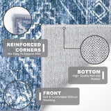 Washable Runner Rug 3x8 ft Runners for Hallway, Stonewashed Blue