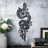 Shimeyao Snake Wall Art Gothic Metal Snake Bedroom Decor Floral Animal Hanging Decor Goth Wall Art Aesthetic Witchy Hanging Boho Decorations for Apartment Bedroom Bathroom
