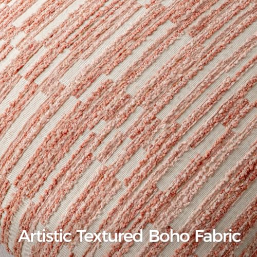 Boho Striped Decorative Throw Pillow Covers Set of 2,16"X16",Pink