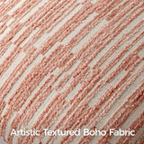 Boho Striped Decorative Throw Pillow Covers Set of 2,16"X16",Pink