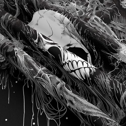 Tapzen Gothic Black and White Tapestry Wall Hanging - Dark Skeleton Horror Aesthetic for Bedroom, Living Room or Dorm (40 x 30 inches)