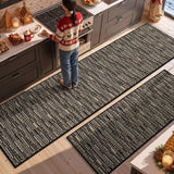 Kitchen Rugs Sets of 2, Non Slip Kitchen Mats for Floor, Black