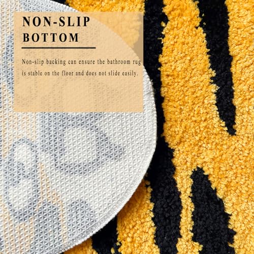 UKELER Kids Bathroom Rugs, Cute Tiger Shaped Nursery Rug Cartoon Bath Rug Non Slip Funny Accent Bedroom Rugs Absorbent Shag Bath Mats for Bathroom, Kids Room, Bathtub, Sink, Entry Way 35''×20''