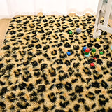 HOMORE Premium Leopard Fluffy Rugs, Leopard Print Rug for Living Room Bedroom,Soft Cheetah Print Rug for Kids Children Room, Faux Animal Printed Carpet for Western Decor,3x5 Feet Black and Khaki