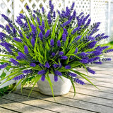 TSTWETO Artificial Plants Outdoor, 22 Bundles Fake Flowers UV Resistant Outdoor Artificial Lavender Flowers, Plastic Faux Plants for Porch Garden Planter Yard Window Box