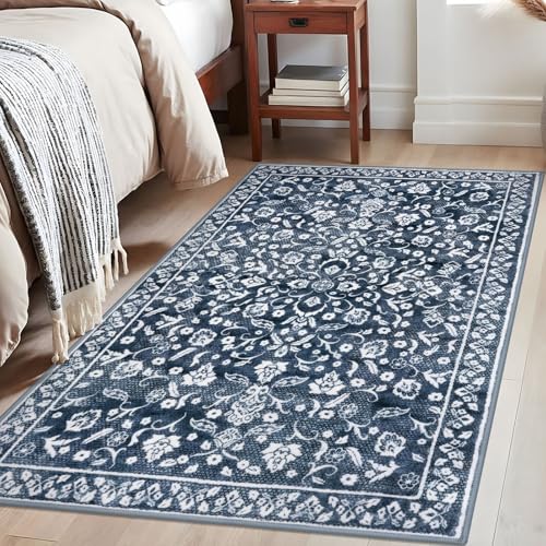Vintage Washable Rugs for Entryway 4x6 Area Rug Non Slip Door Mat