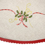 Grelucgo 21 Inches Christmas Holiday Small Tree Skirt for Mini Tabletop or Pencil Tree 2 to 3 Feet, Double Thickness, Embroidered