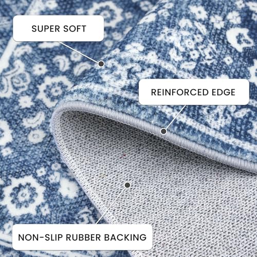 Vintage Washable Entryway Rug 2x3 Small Area Rug Non Slip Door Mat