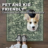 Hallway Runner 2x5 Washable Runner Non-Slip Kitchen Rug, Green