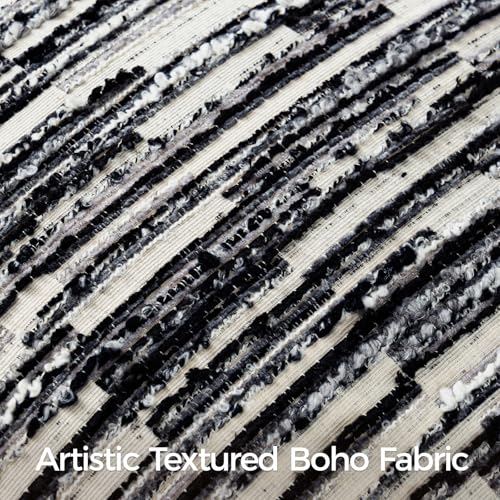 Boho Striped Decorative Throw Pillow Covers 26"X26" Set of 2，Black