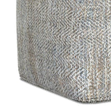 SIMPLIHOME Nate Square Pouf - 18 inch Wide Upholstered Handwoven Cotton Ottoman in Grey Melange, Boho Footstool or Extra Seating for Living Room or Bedroom with Polystyrene EPS Beads, Assembled