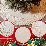 NIBESSER White Knit Tree Skirt 48" - Ivory Knitted Christmas Tree Skirt Mat for Home Party Holiday Ornaments Christmas Decorations