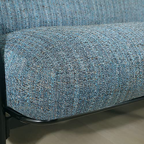 OctoRose Full Size 3 Side Zipper Upholstery Thick Linen TealBlue Futon Cover Sofa DayBed Mattress Slipcover Couch Protector (Linen-TealBlue, Full Size)