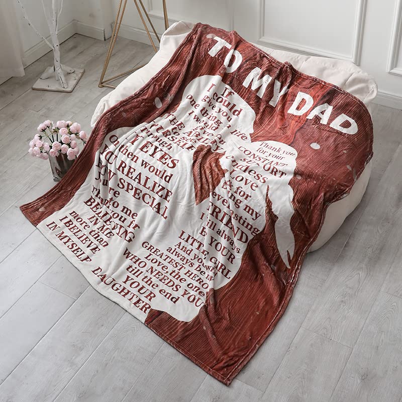 Fathers Day for Gifts Dad Gift from Daughter Dad Blanket for Birthday Soft Cozy Flannel Throw Blanket Present for Men Him Husband 60 * 50inch