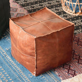 Leather Pouf Cover Sofa Footstool Unstuffed Living Room Bedroom Cushion Covers