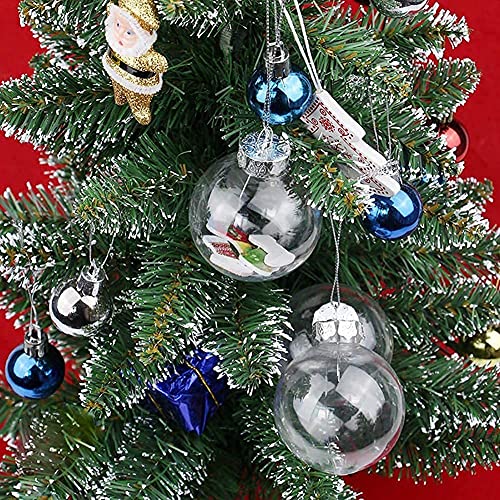 12 Pcs 3.15 Inch Clear Plastic Fillable Ornament Balls, Removable Top Clear Hanging Ornaments Ball, DIY Plastic Ornaments Round Balls, Perfect for Decoration On Christmas Trees, Wedding, Party