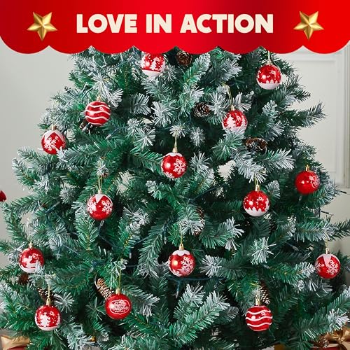 Joiedomi 24 Pcs 2.3” Red & White Christmas Ball Ornaments, Shatterproof Plastic Christmas Tree Ornaments, Hanging Decor for Wreath Garland Party Weddings Holidays