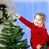 Ornativity Silver Star Tree Topper - Christmas Silver Glitter Sparkle Star Ornament Holiday Decor Top Toppers Xmas Decoration 9"