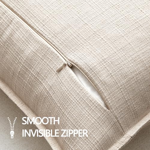 MIULEE Euro Sham Pillow Covers for Bed 26x26, 2 Pack Natural Linen Thick & Textured Decorative Throw Pillow Covers, Neutral Cushion Cases, Modern Farmhouse Home Decor, No Filling
