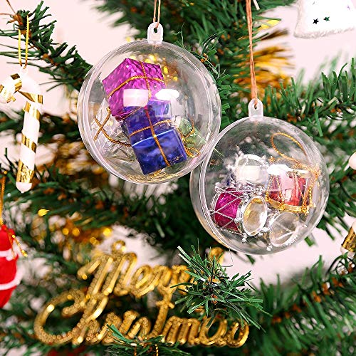 20 Pack Clear Plastic Fillable Ornaments Balls for Crafts, 3.15''/80mm Christmas Ornaments DIY for Holiday, Wedding, Gifts, Home Decor