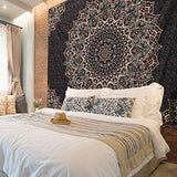 Black Mandala Tapestry Wall Hanging Psychedelic Wall Tapestry Aesthetic Indian Hippie Decor Bohemian Art Boho Home Decoration for Bedroom,Living Room,Dorm