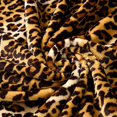 Bnuitland Leopard Print Fleece Flannel Throw Blanket, 300 GSM Double Sided Fuzzy Fluffy Throw for Bed Sofa Couch Travel, Super Soft Lightweight Cheetah Print Blanket for Adults/Baby/Pets, 50×40 inch