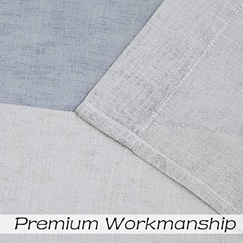 Central Park Gray and Smoke Blue Stripe Sheer Color Block Window Curtain Panel Linen Window Treatment for Bedroom Living Room Farmhouse 84 inches Long with Grommets, 2 Panel Rustic Drapes