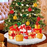 Konsait Plush Christmas Tree Skirt - Round Snow White Xmas Tree Mat Base Cover for Holiday Home Decorations,31Inch/78CM