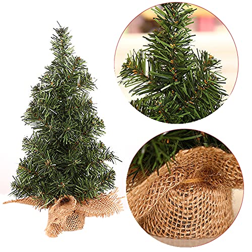 4 Pack Tabletop Mini Christmas Tree, 7.87" / 11.81" Artificial Miniature Pine Christmas Tree with Linen Base Perfect for Christmas Decorations, Home, Kitchen, Dining Table