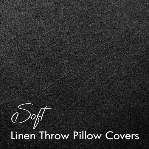 EMEMA Decorative Linen Throw Pillow Covers 20x20 Inch Black