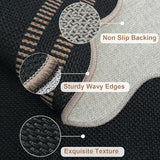 Scalloped 2.6x8 Kitchen Runner Rug, Washable Rugs for Entryway Non Slip Outdoor Indoor Black Long Rug, Farmhouse Modern Carpet for Hallway Bedroom