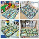 Kids Rug Car Rugs 31''x47'' Playmat Carpet for Play Toy Cars for Playroom Classroom Kids Room, Non-Slip Road Traffic Floor Rug Mats, Washable Children's Town Road Play Rug.