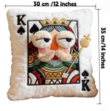 14x12inches Poker Card Throw Pillow Plush Toy,3D Embroidered Playing Card Decorative CushionPillow,Soft Stuffed Throw Pillow for Sofa Bed Home Decor & Gift,Valentines Pillow (King of Spades)