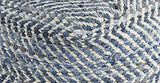 Signature Design Ashley Chevron Handmade Woven Denim Pouf and Decorative Pouf Bundle, Blue and White