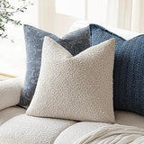 Foindtower Pack of 2, 20 x 20 Inch, Decorative Textured Boucle Throw Pillow Covers Accent Solid Pillow Cases Cozy Soft Couch Cushion Case for Chair Sofa Bedroom Living Room Home Decor, Beige