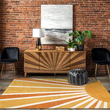 Lahome Boho Sun Print Area Rug 3x5, Washable Living Room Rug