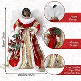 Retrowavy 12 Inch Black Angel Christmas Tree Topper Standing African American Black Angel Figurines Treetop for Decoration(Classic Style)